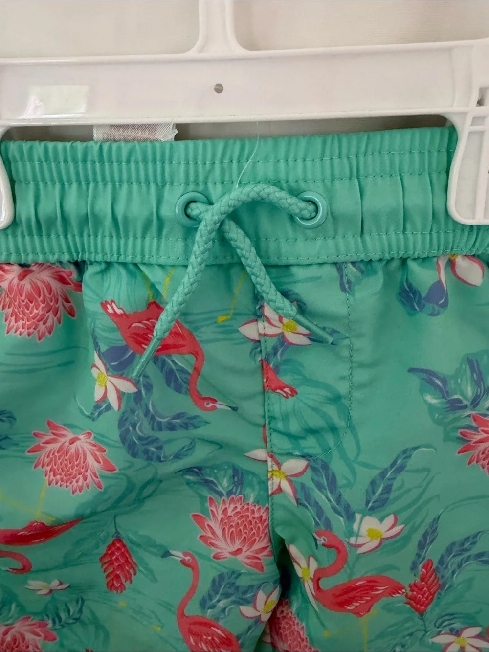Tommy Bahama Mint Green & White Kids Rash Guard Set with Flamingo Print Trunks